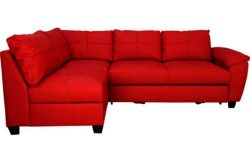 Fernando Leather Left Hand Corner Sofa Bed - Red